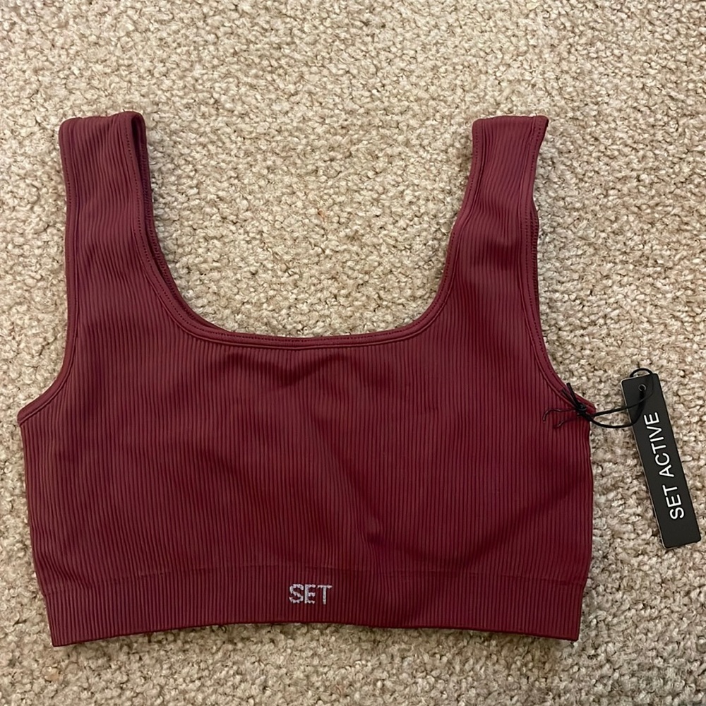 Set Active SculpFlex Box Cut - Maroon Sports Bra
